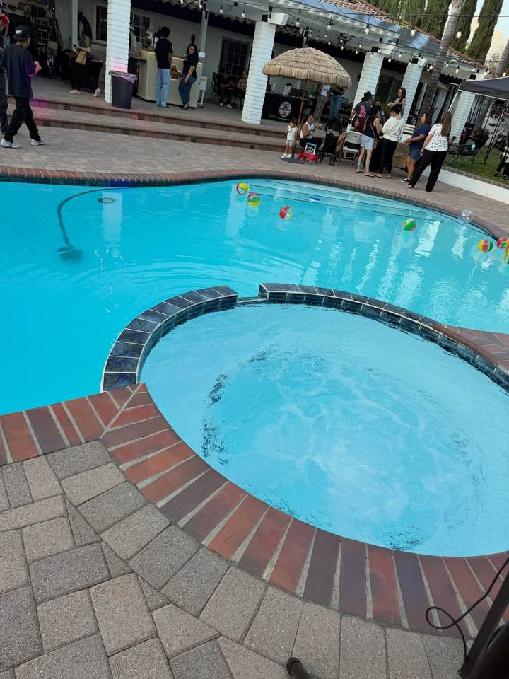 Clean pool and spa ready for a backyard party